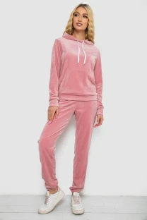 Спортивний костюм жіночий велюровий, колір рожевий, 238R58570