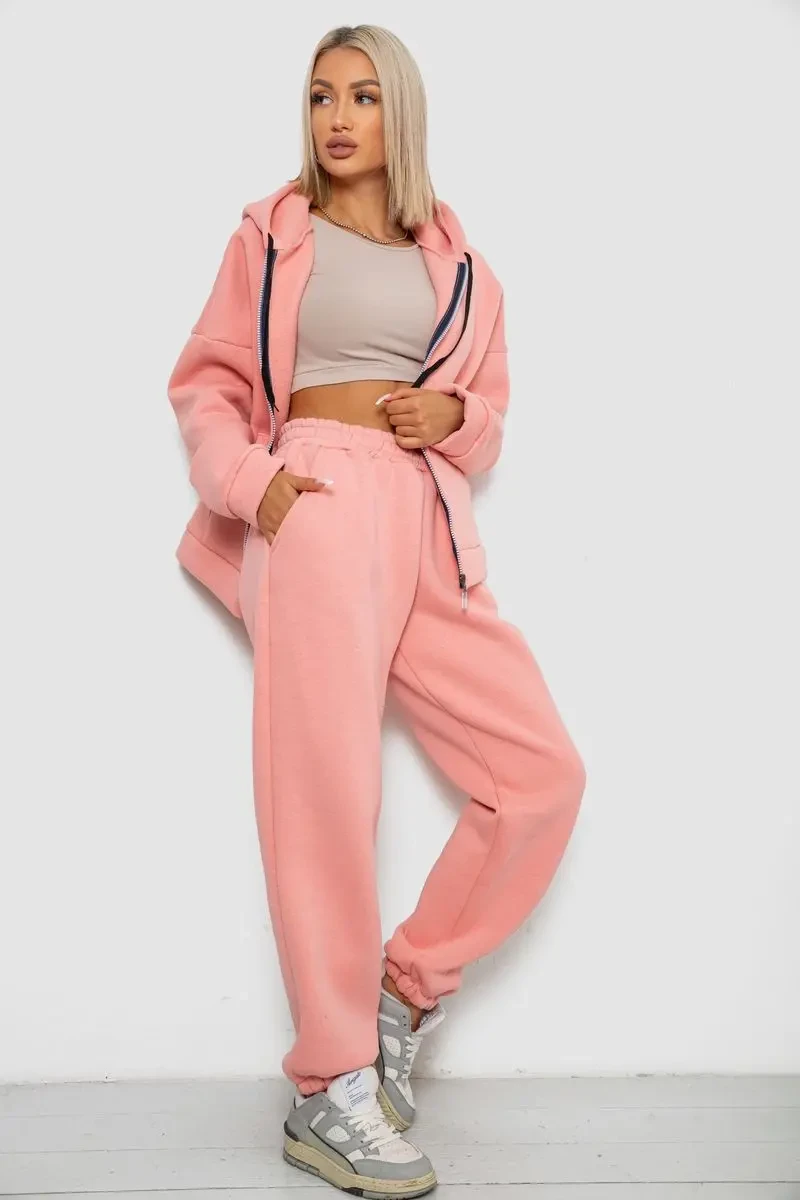 Спортивний костюм жіночий на флісі, колір персиковий, 238R5715 3