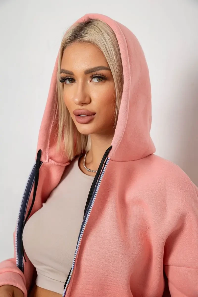 Спортивний костюм жіночий на флісі, колір персиковий, 238R5715 5