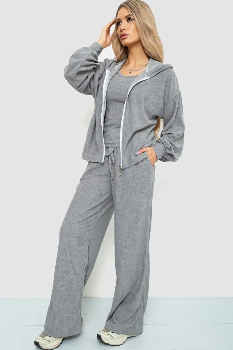 Спорт костюм жіночий махровий трійка, колір сірий, 102R5250 3