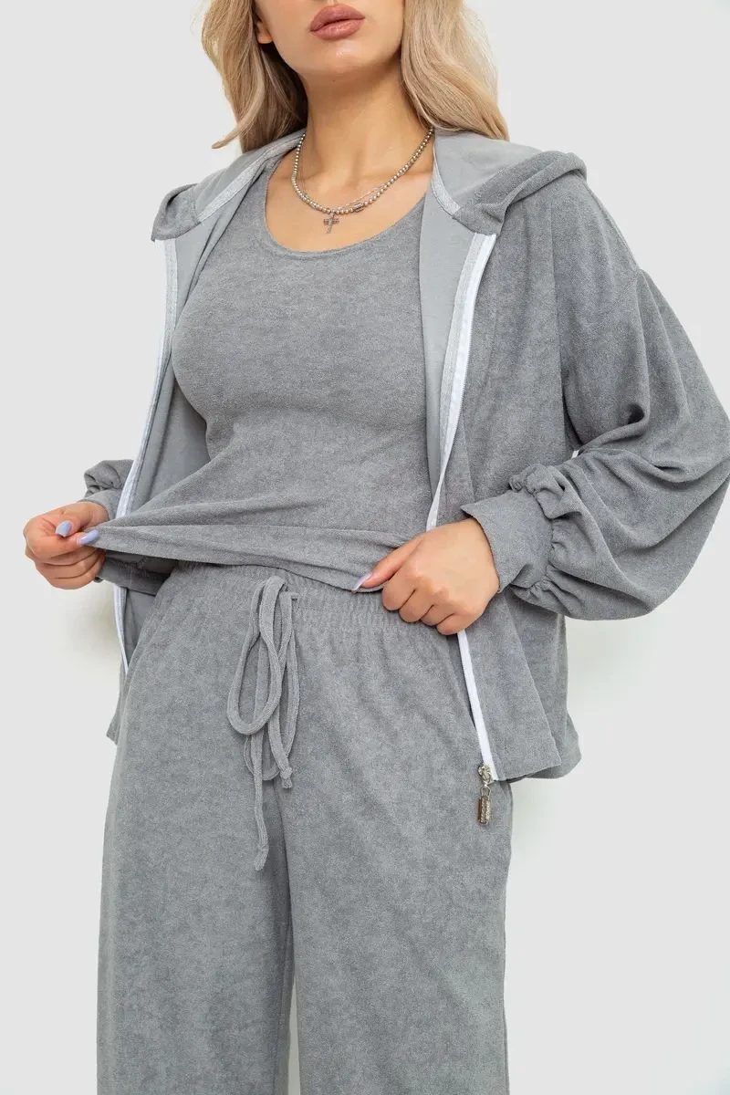 Спорт костюм жіночий махровий трійка, колір сірий, 102R5250 2