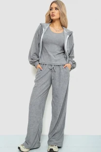 Спорт костюм жіночий махровий трійка, колір сірий, 102R5250