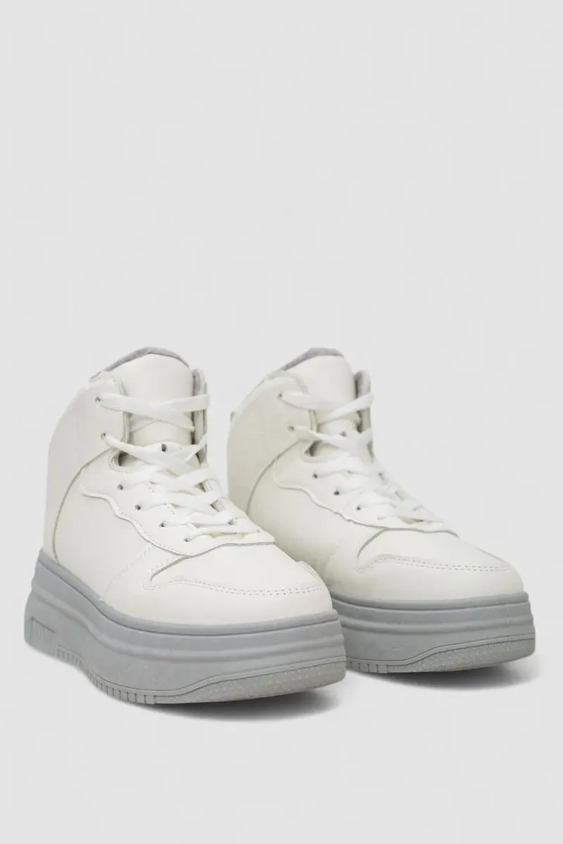 Кросівки жіночі зимові на хутрі, колір біло-сірий, 248RAM01 3