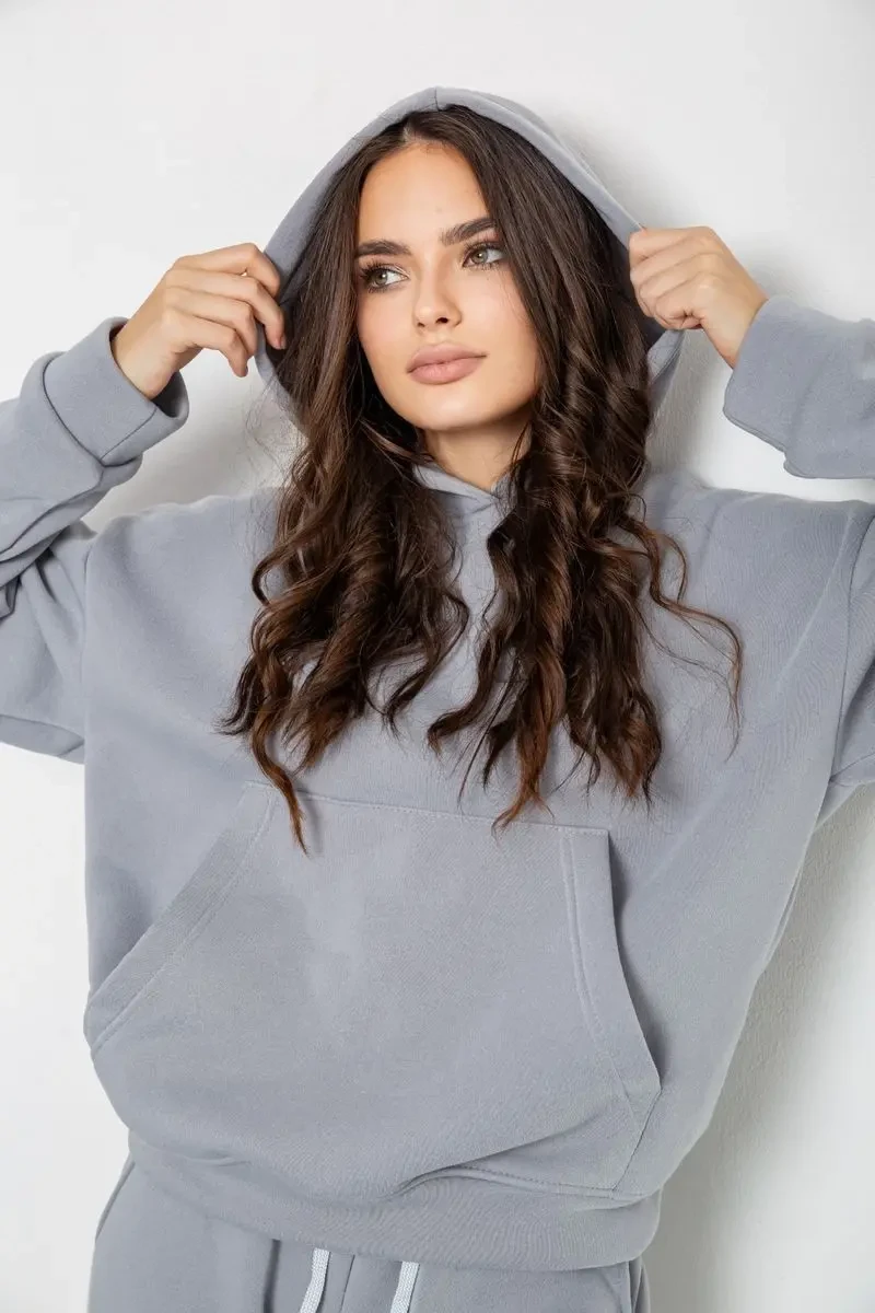 Спортивний костюм жіночий на флісі, колір сірий, 241R2001-2 5