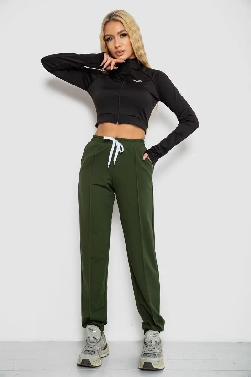 Спортивні штани жіночі, колір хакі, 247R4670-1 2