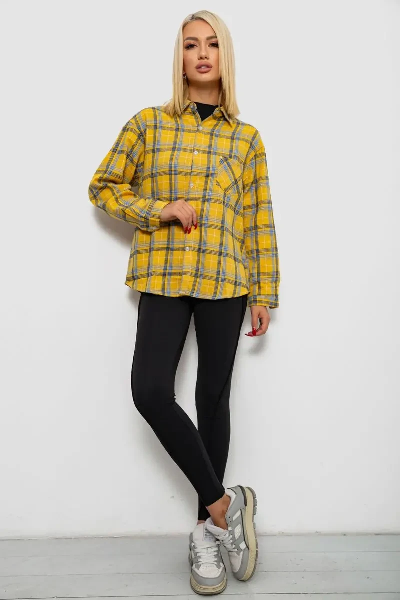 Сорочка жіноча в клітинку, колір жовтий, 244R1070-1 3