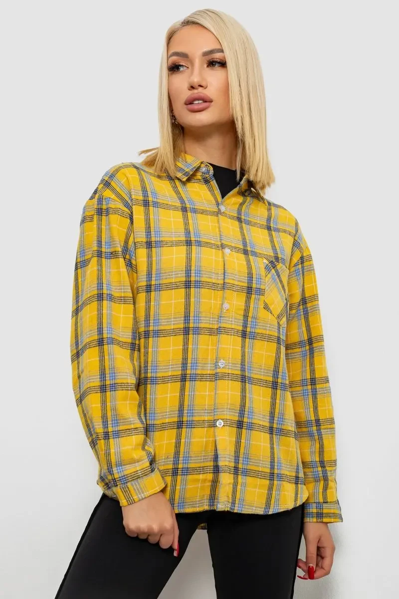 Сорочка жіноча в клітинку, колір жовтий, 244R1070-1