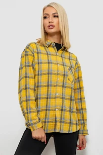 Сорочка жіноча в клітинку, колір жовтий, 244R1070-1
