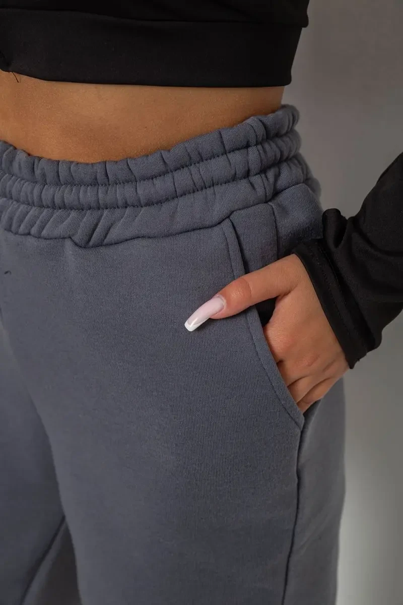 Спортивні штани жіночі на флісі, колір темно-сірий, 238R58641-1 5
