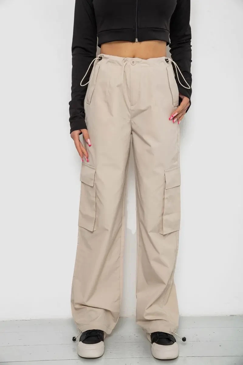 Штани карго жіночі, колір світло-бежевий, 238R5366