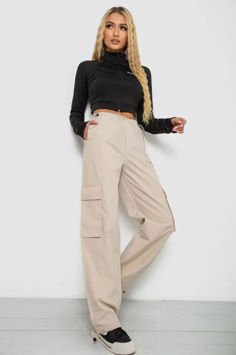 Штани карго жіночі, колір світло-бежевий, 238R5366 2
