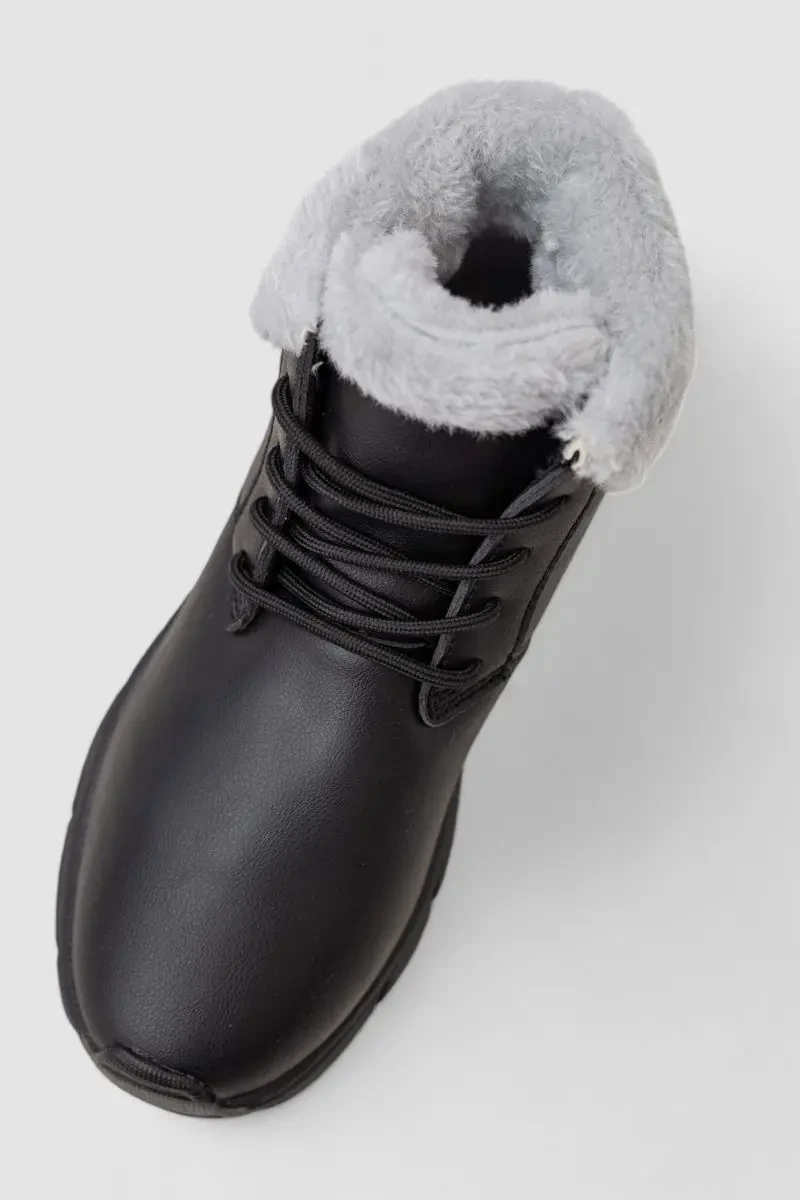 Черевики зимові жіночі на хутрі, колір чорно-сірий, 248RCX663-1 2