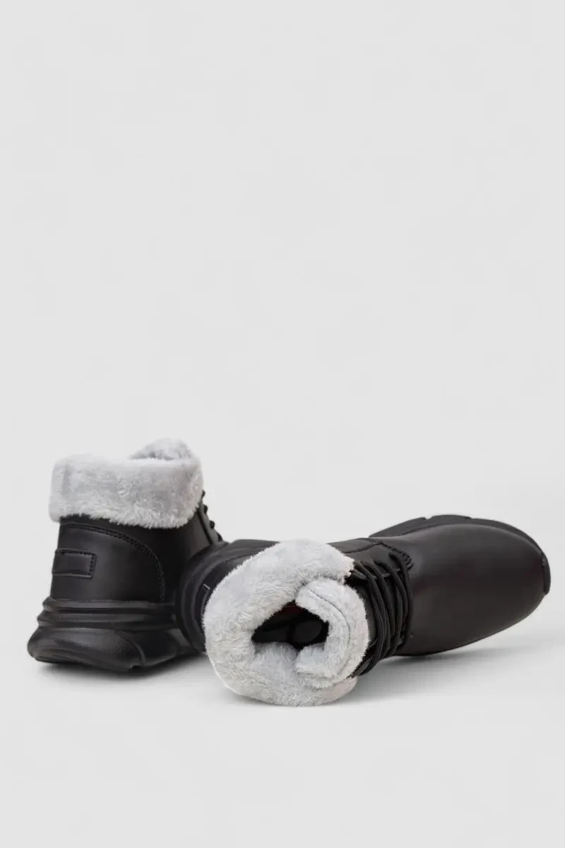 Черевики зимові жіночі на хутрі, колір чорно-сірий, 248RCX663-1 5