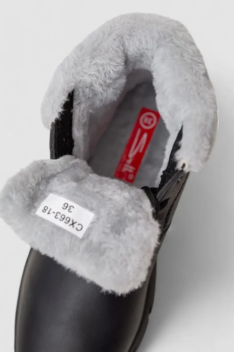 Черевики зимові жіночі на хутрі, колір чорно-сірий, 248RCX663-1 6