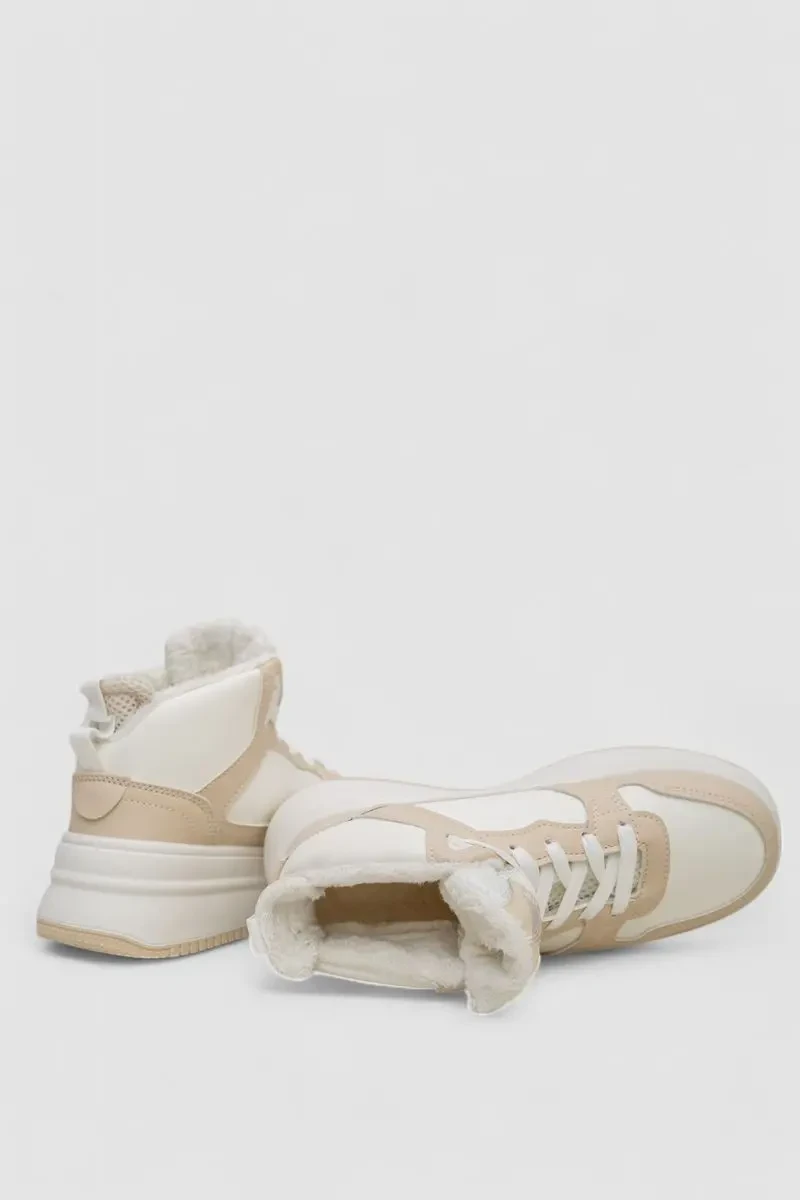 Кросівки жіночі зимові на хутрі, колір біло-бежевий, 248RAM09 5