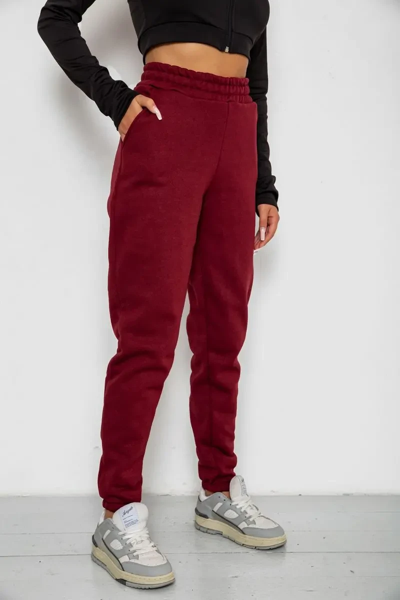 Спортивні штани жіночі на флісі, колір бордовий, 238R58671 3