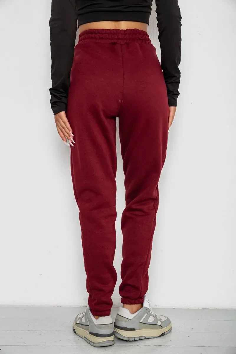 Спортивні штани жіночі на флісі, колір бордовий, 238R58671 4