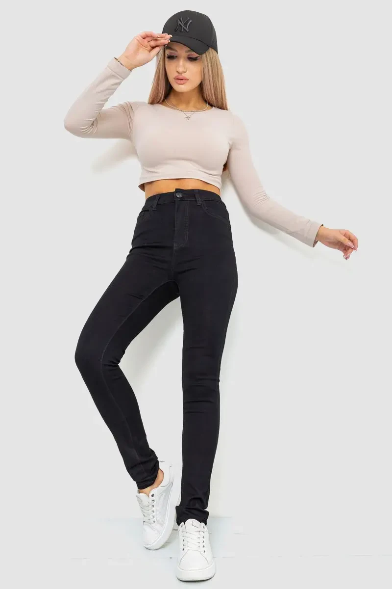 Джинси жіночі стрейч 214R1443, колір чорний, 214R1433 2