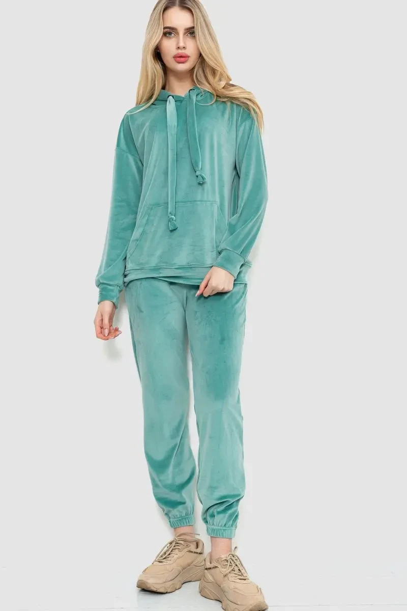 Спорт костюм жіночий велюровий, колір оливковий, 177R022 3