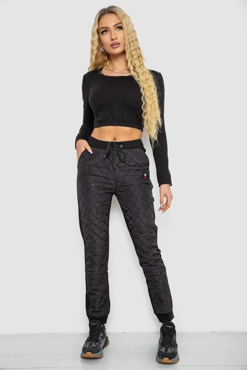 Штани жіночі укорочені, колір чорний, 243RA039 2