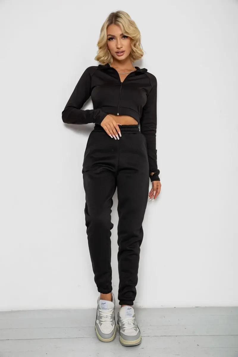 Спортивні штани жіночі на флісі, колір чорний, 238R57013 2