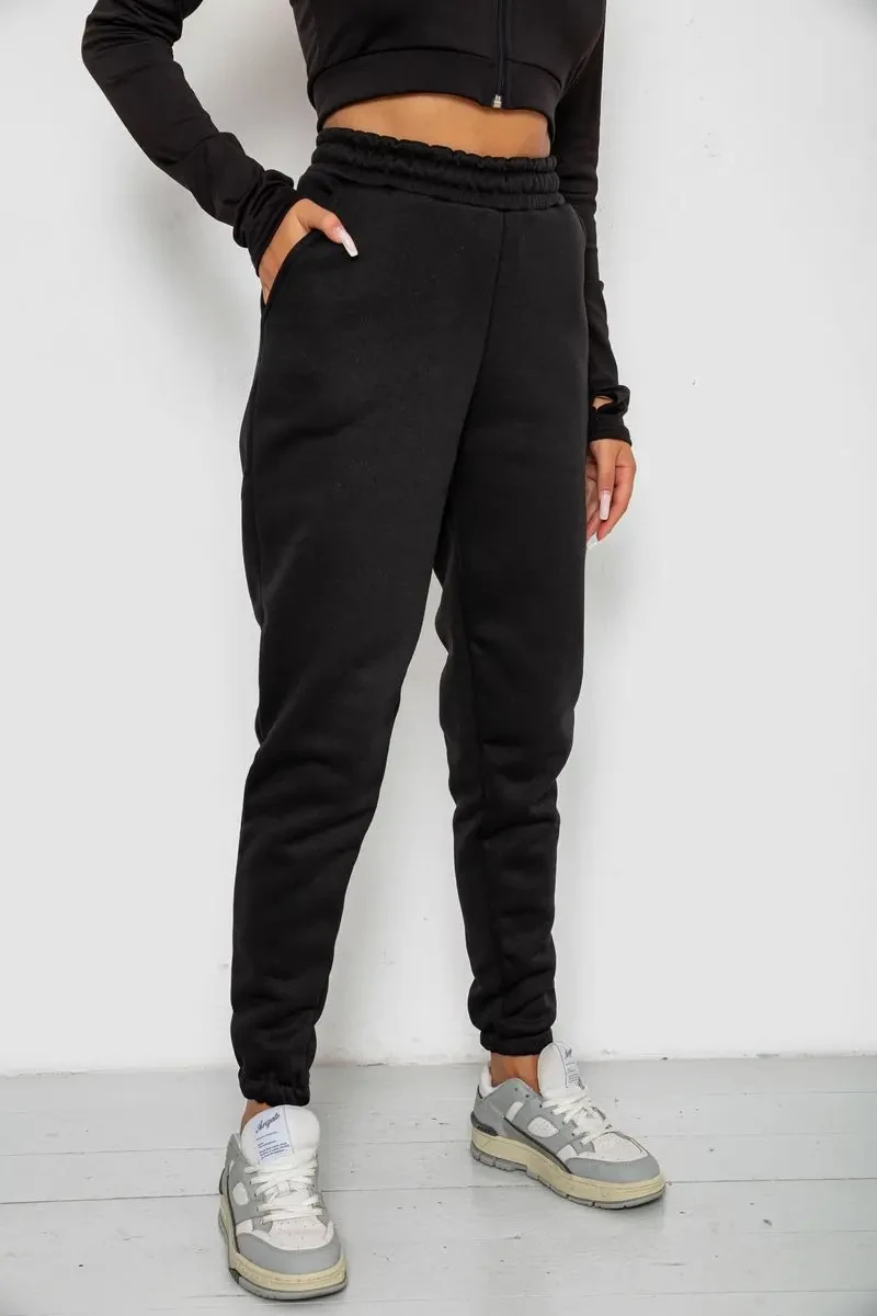 Спортивні штани жіночі на флісі, колір чорний, 238R57013 3
