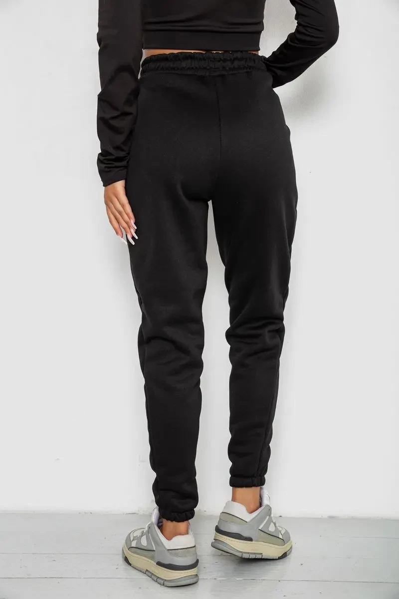 Спортивні штани жіночі на флісі, колір чорний, 238R57013 4