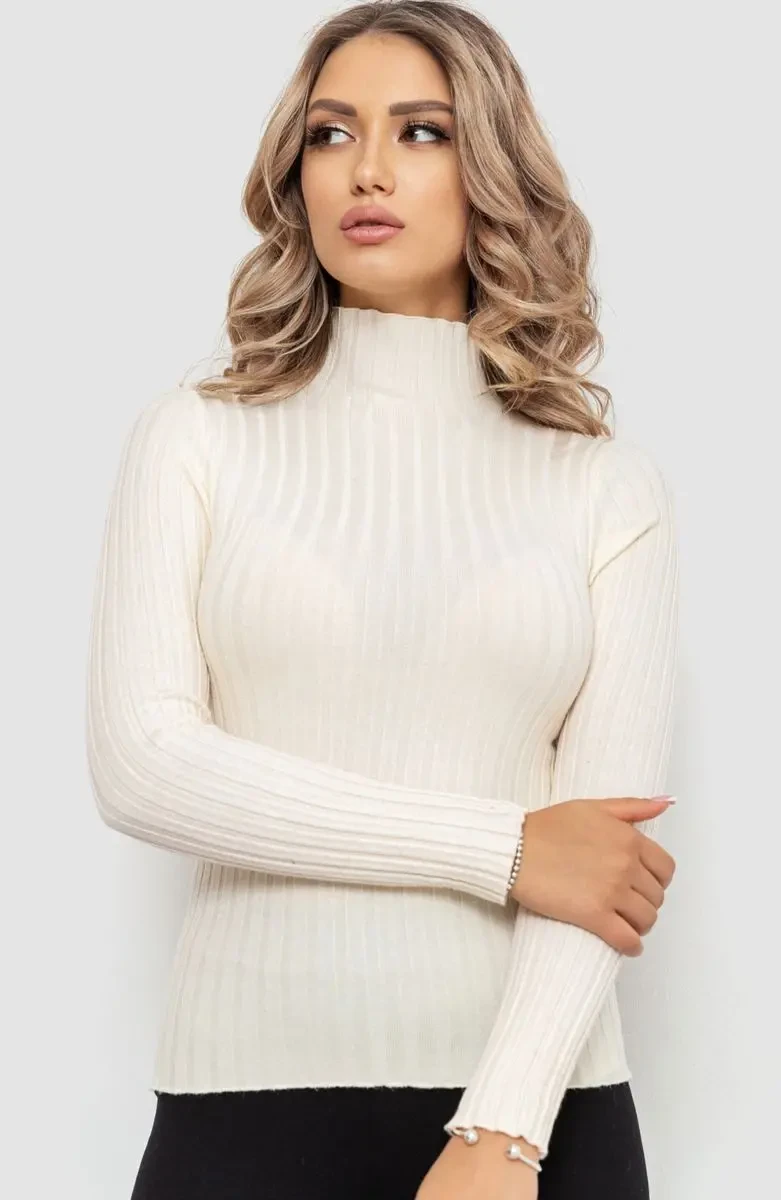 Гольф жіночий однотонний, колір кремовий, 204R040