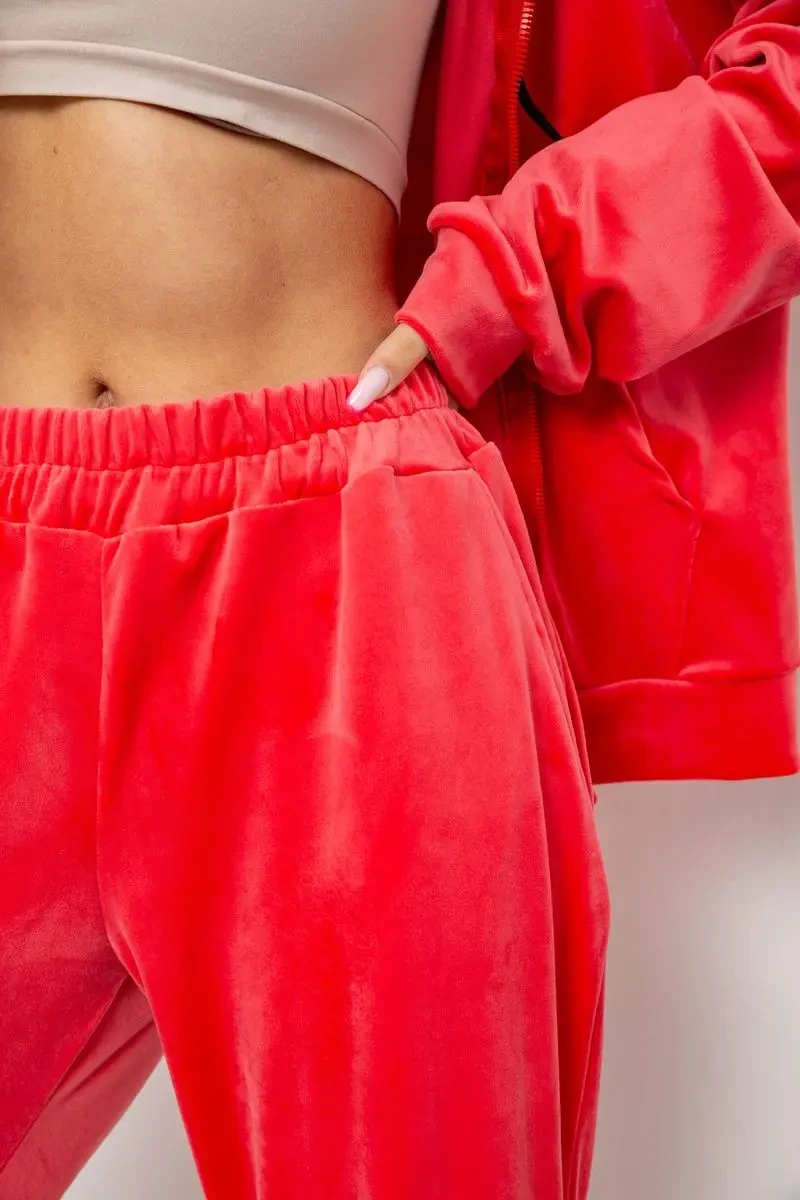 Спортивний костюм жіночий велюровий, колір кораловий, 238R107-2 5