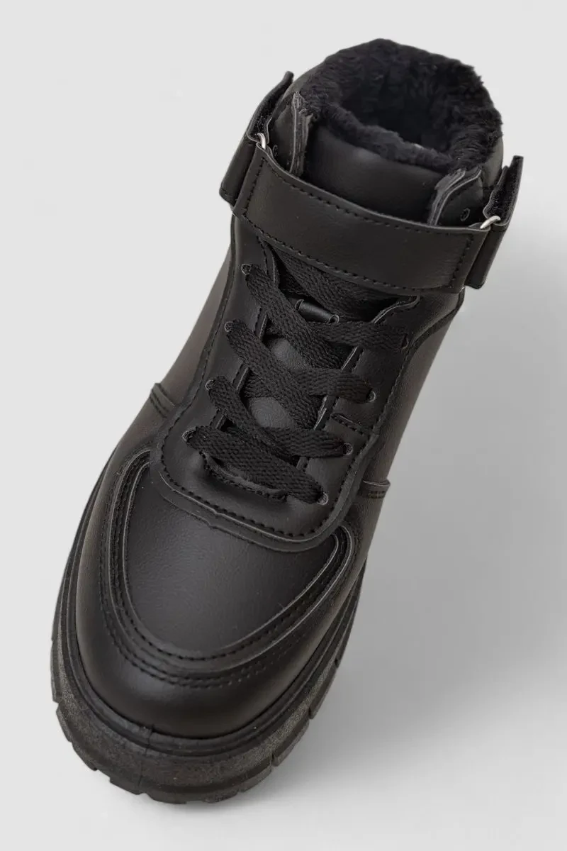 Кросівки жіночі зимові на хутрі, колір чорний, 248RMB04 2