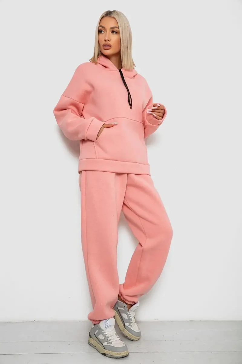 Спортивний костюм жіночий на флісі, колір персиковий, 238R5726 3