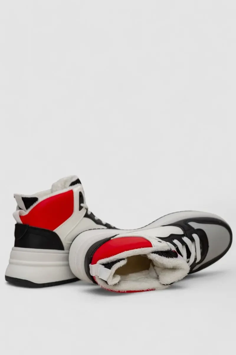 Кросівки жіночі зимові на хутрі, колір біло-червоний, 248RAM09 5