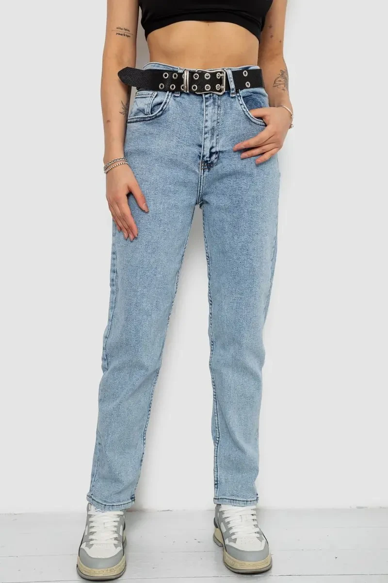 Джинси жіночі MOM стрейч, колір блакитний, 244R00653