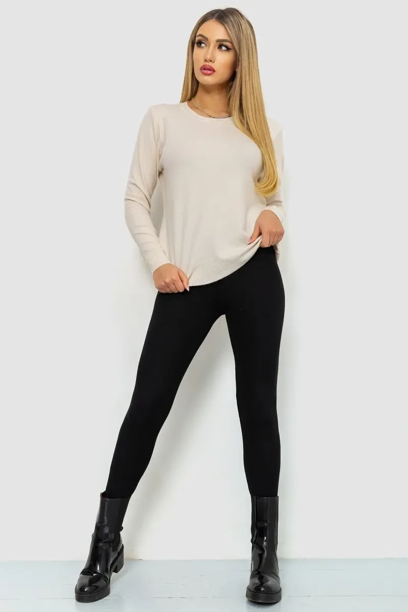 Кофта жіноча однотонна повсякденна, колір світло-бежевий, 244R2033 2