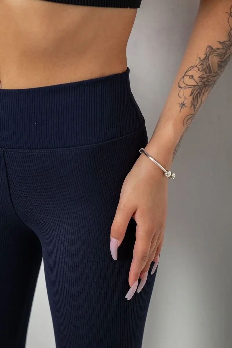 Лосини однотонні у рубчик утеплені на флісі, колір синій, 238R605 5