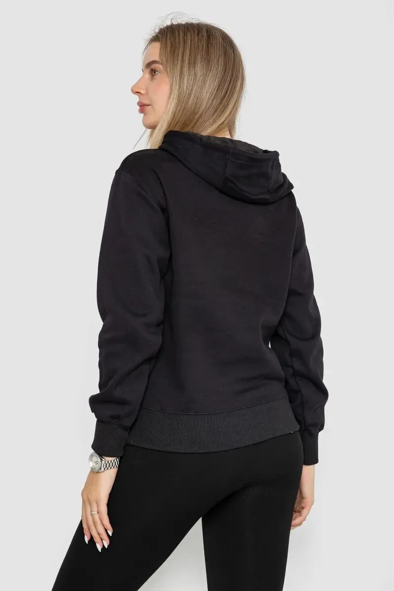 Худі жіночий на флісі, колір чорний, 242R053 4