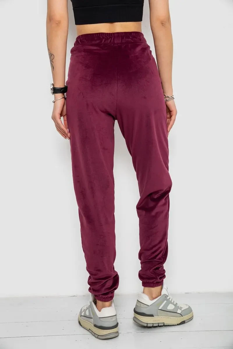 Спортивні штани жіночі велюрові, колір бордовий, 238R58646 4