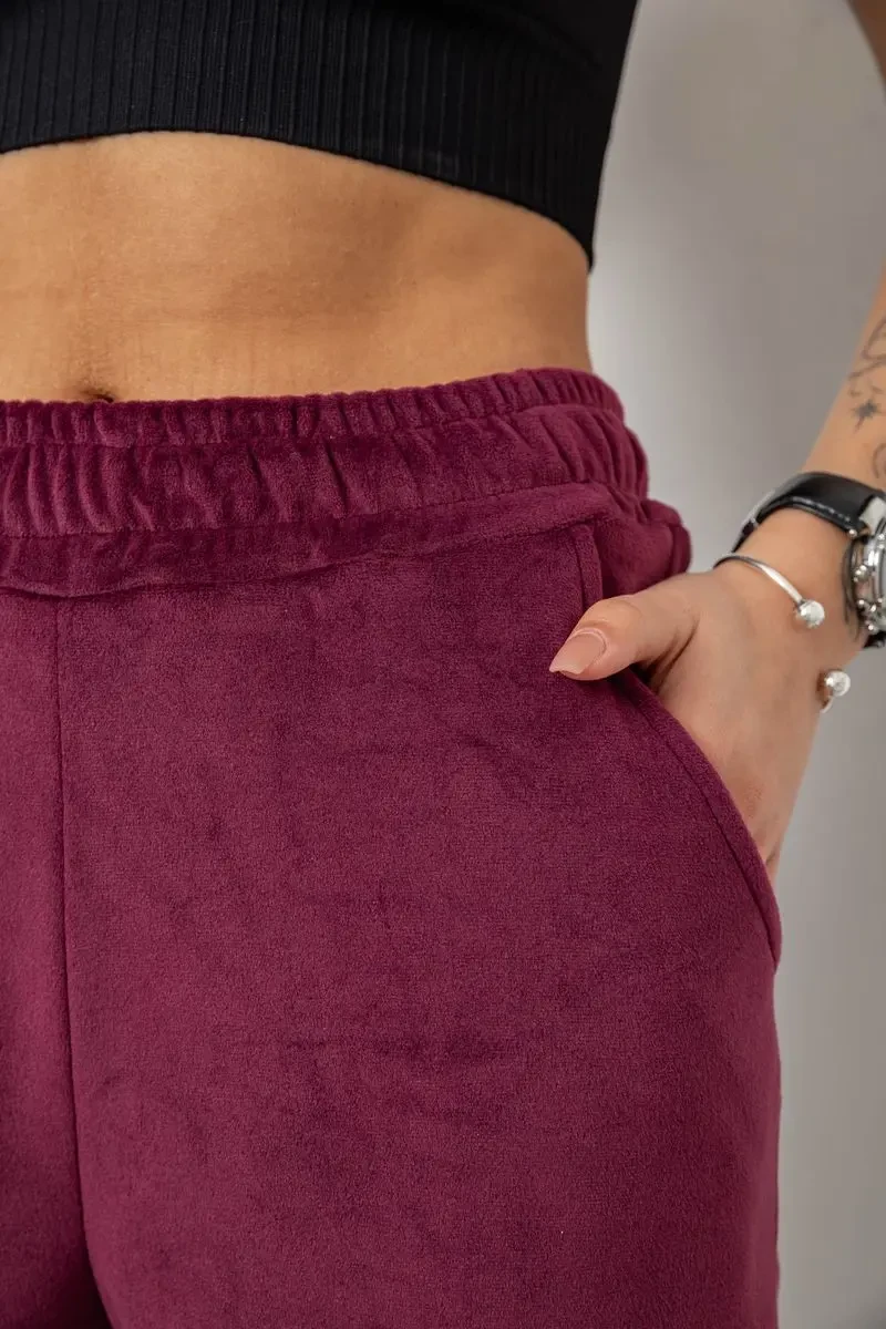 Спортивні штани жіночі велюрові, колір бордовий, 238R58646 5