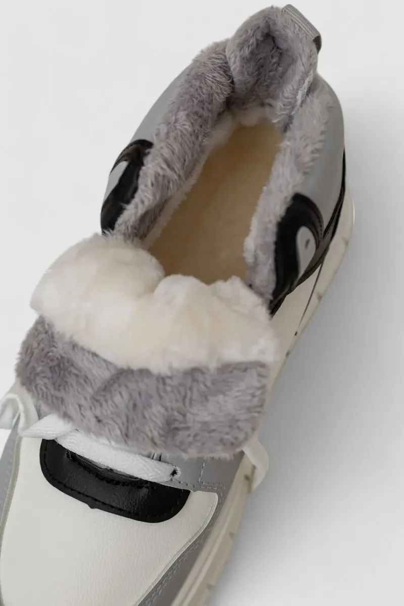 Кросівки жіночі зимові на хутрі, колір біло-сірий, 248RMB09 6