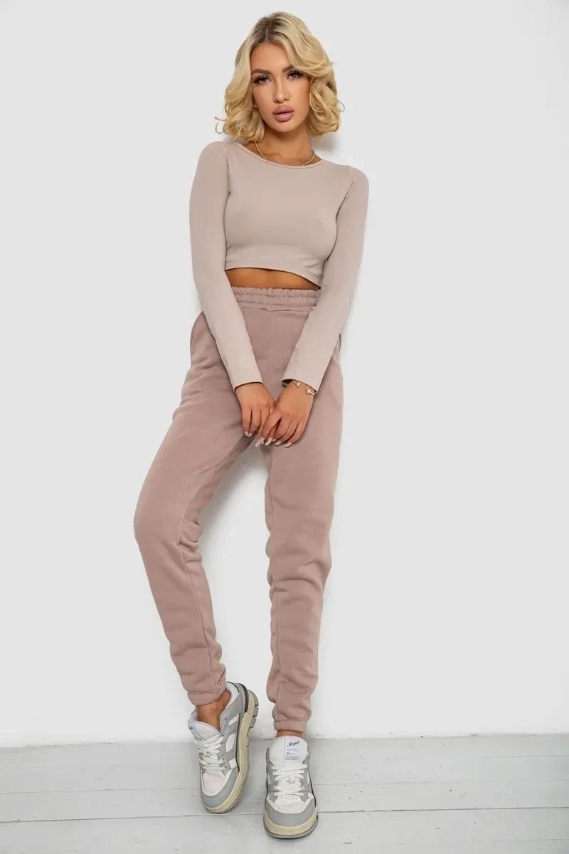Спортивні штани жіночі на флісі, колір мокко, 238R57013 2