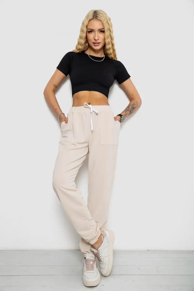 Спортивні штани жіночі, колір світло-бежевий, 238R347 2