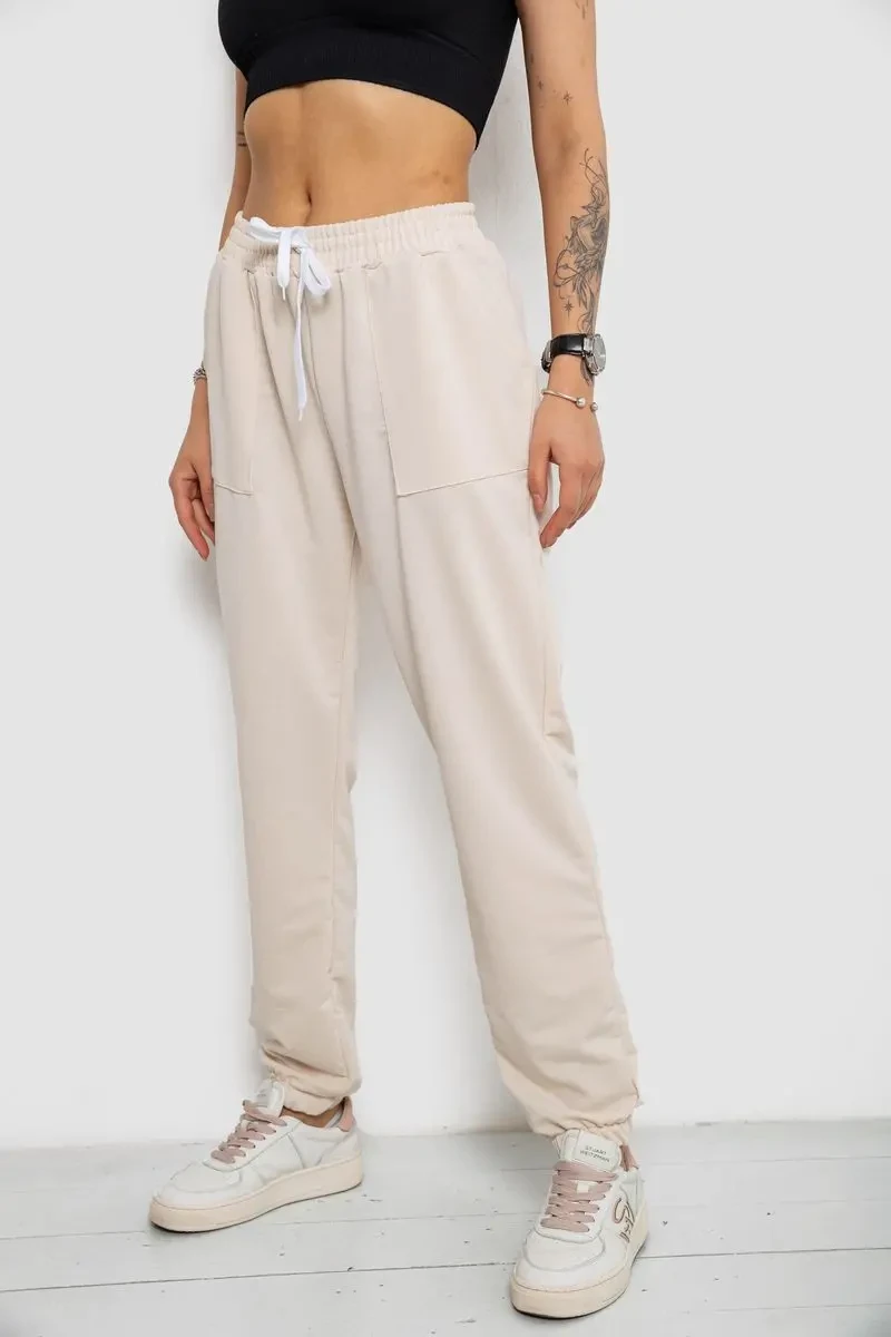 Спортивні штани жіночі, колір світло-бежевий, 238R347 3