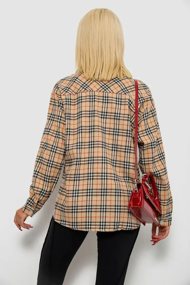 Сорочка жіноча в клітинку, колір бежевий, 244R1070-3 5