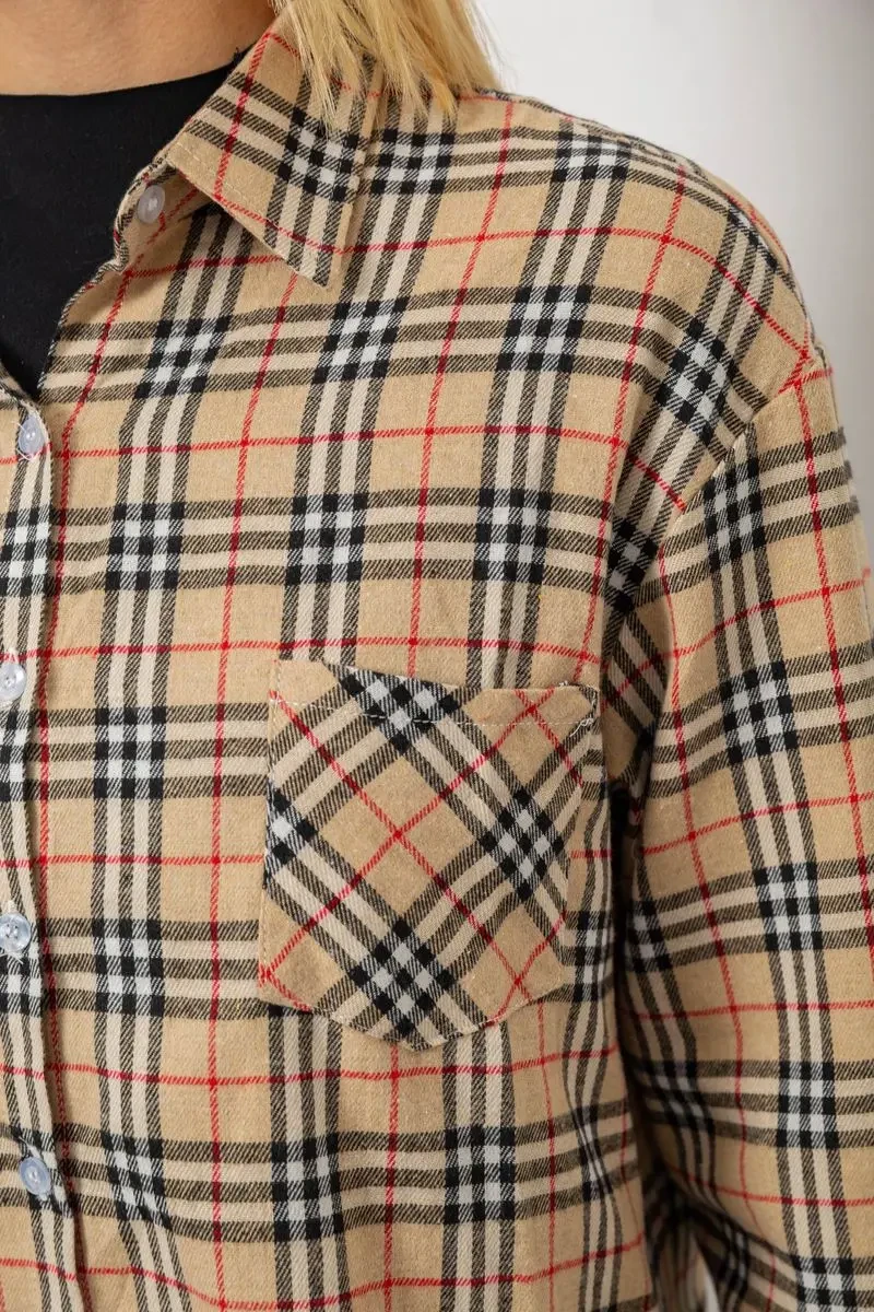 Сорочка жіноча в клітинку, колір бежевий, 244R1070-3 6