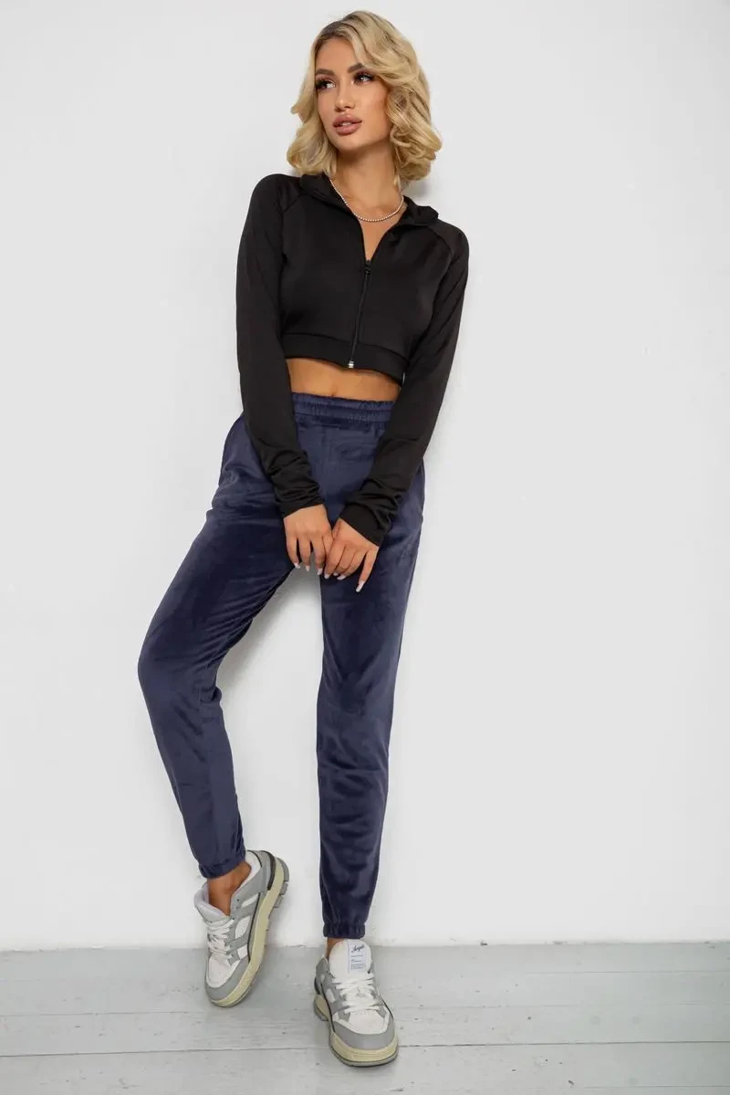 Спортивні штани велюрові жіночі на флісі, колір синій, 238R58648 2