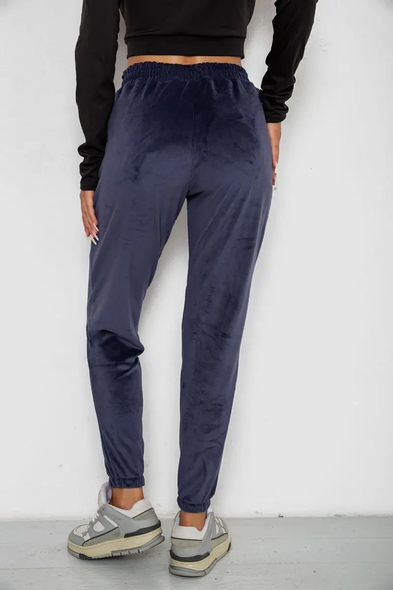 Спортивні штани велюрові жіночі на флісі, колір синій, 238R58648 4