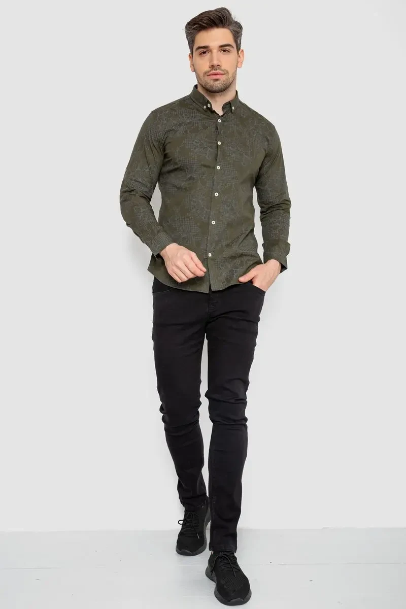 Сорочка чоловіча з принтом, колір хакі, 247R115 2