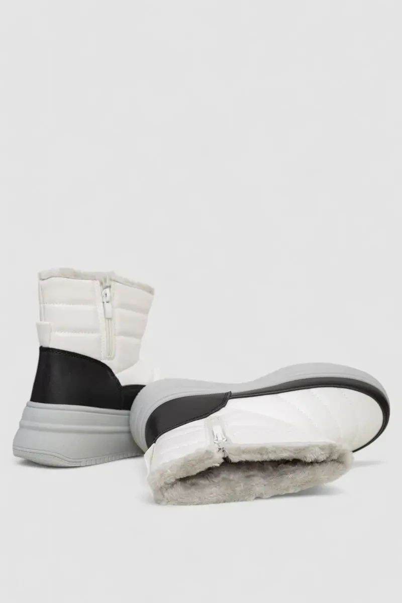 Дутики жіночі зимові на хутрі, колір біло-чорний, 248RAM018 5