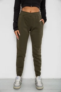Спортивні штани жіночі на флісі, колір хакі, 238R57012
