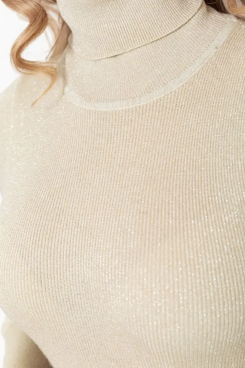 Гольф жіночий трикотажний в рубчик, колір світло-бежевий, 204R057 5